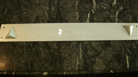 Vintage analog elevator display counting down floors while lift is going Stock Footage 142867073