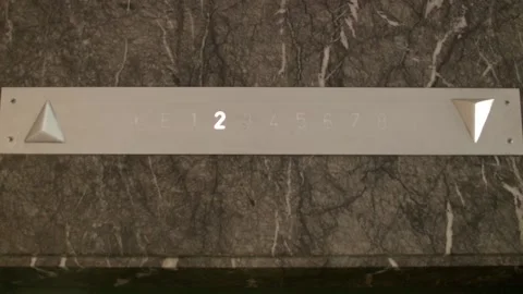 Vintage analog elevator display counting up floors while lift is going Stock Footage 142867088