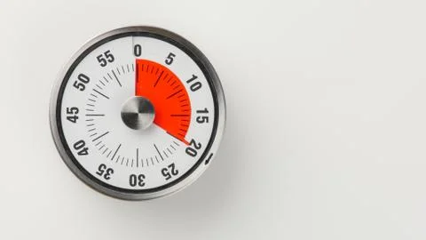 Vintage analog kitchen countdown timer, 20 minutes remaining Stock Photos