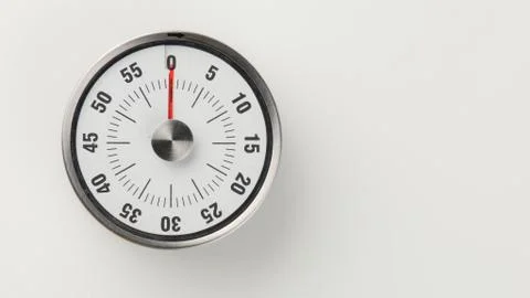 Vintage analog kitchen countdown timer, 0 minutes remaining Stock Photos