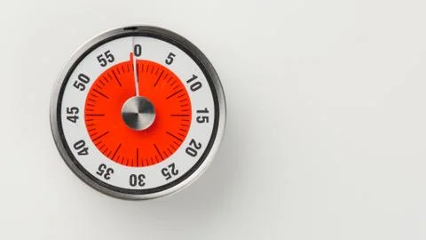 Vintage analog kitchen countdown timer, 60 minutes remaining Stock Photos