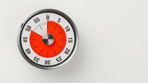 Vintage analog kitchen countdown timer, 50 minutes remaining Stock Photos