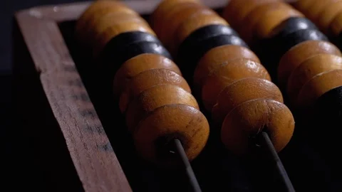 Vintage Antique Bone Abacus. Outdated Wooden Counter. Financial concept. Stock Footage 126585861