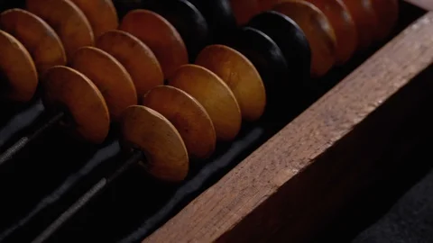 Vintage Antique Bone Abacus. Outdated Wooden Counter. Financial concept. Stock Footage 126586170