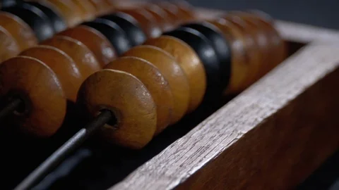 Vintage Antique Bone Abacus. Outdated Wooden Counter. Financial concept. Stock Footage 126586432