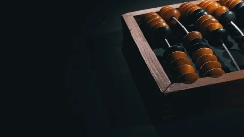 Vintage Antique Bone Abacus. Outdated Wooden Counter. Financial concept. Video stock 126586960