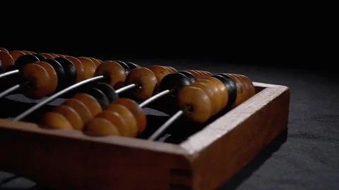 Vintage Antique Bone Abacus. Outdated Wooden Counter. Financial concept. Stock Footage 126605366