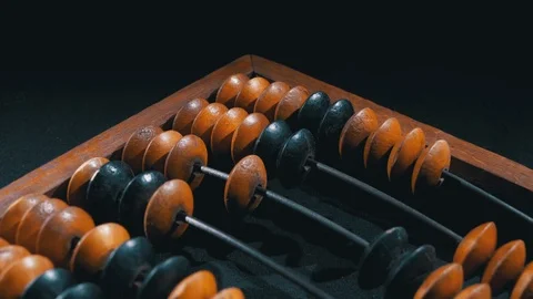 Vintage Antique Bone Abacus. Outdated Wooden Counter. Financial concept. Stockbeeldmateriaal 126606061