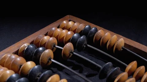 Vintage Antique Bone Abacus. Outdated Wooden Counter. Financial concept. 스톡 동영상 126664628