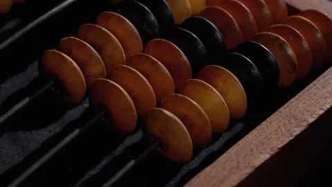 Vintage Antique Bone Abacus. Outdated Wooden Counter. Financial concept. 스톡 동영상 126671085