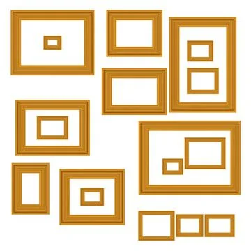 Vintage antique gold beautiful rectangular frames. Set of squared golden vintage イラスト素材
