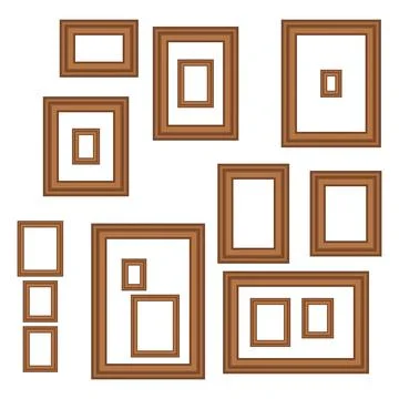 Vintage antique gold beautiful rectangular frames. Set of squared golden vintage イラスト素材