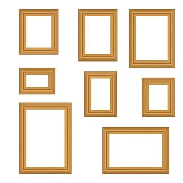 Vintage antique gold beautiful rectangular frames. Set of squared golden vintage Stock Illustration