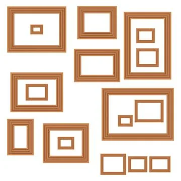 Vintage antique gold beautiful rectangular frames. Set of squared golden vintage Stock Illustration