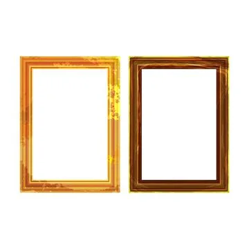Vintage antique gold beautiful rectangular frames. Set of squared golden vintage イラスト素材