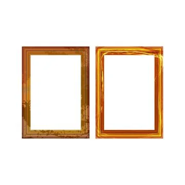Vintage antique gold beautiful rectangular frames. Set of squared golden vintage Illustrazione stock