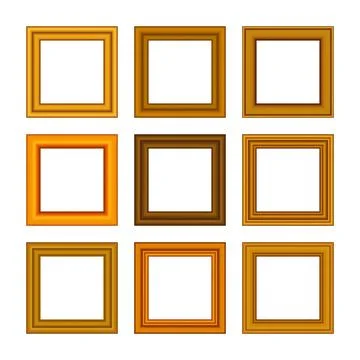 Vintage antique gold beautiful rectangular frames. Set of squared golden vintage イラスト素材