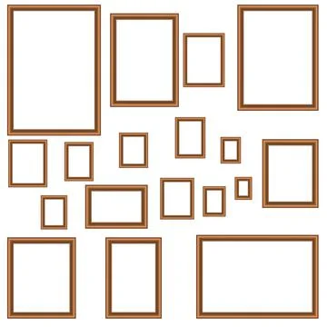 Vintage antique gold beautiful rectangular frames. Set of squared golden vintage 스톡 일러스트