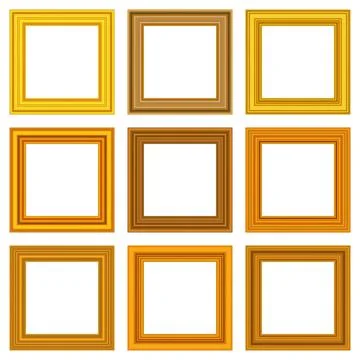 Vintage antique gold beautiful rectangular frames. Set of squared golden vintage Stock Illustration