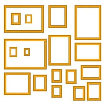 Vintage antique gold beautiful rectangular frames. Set of squared golden vintage Stock Illustration