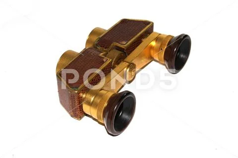 Vintage Antique Ornate Binoculars For the Opera On White Background Stock Photos