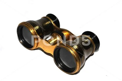 Vintage Antique Ornate Binoculars For the Opera On White Background Stock Photos