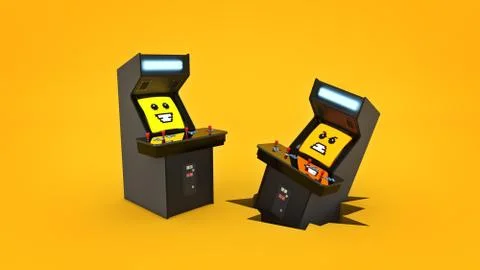 Vintage arcade game machine. 3D rendering Stock Illustration