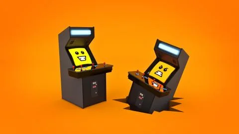 Vintage arcade game machine. 3D rendering Stock Illustration