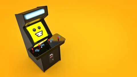 Vintage arcade game machine. 3D rendering Stock Illustration