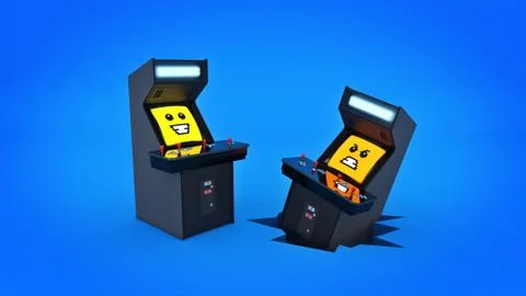 Vintage arcade game machine. 3D rendering Stock Illustration