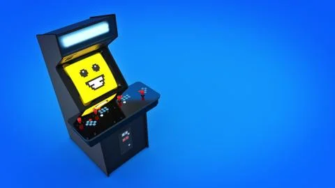 Vintage arcade game machine. 3D rendering Stock Illustration