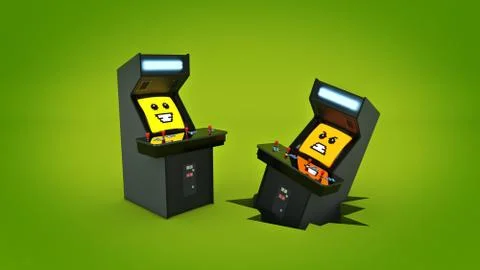 Vintage arcade game machine. 3D rendering Stock Illustration