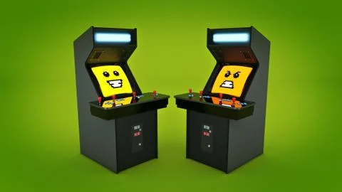 Vintage arcade game machine. 3D rendering Stock Illustration