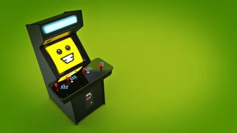 Vintage arcade game machine. 3D rendering Stock Illustration