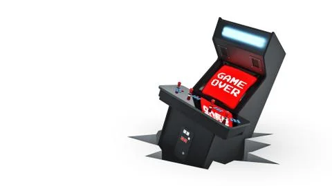 Vintage arcade game machine concept game over. Stock Illustration