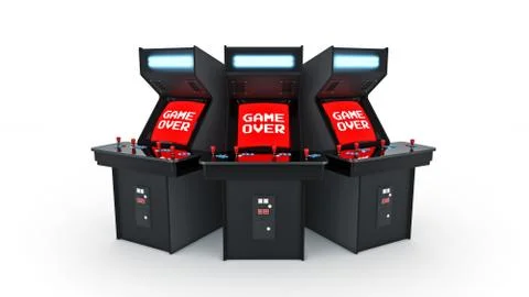 Vintage arcade game machine concept game over. Stock Illustration