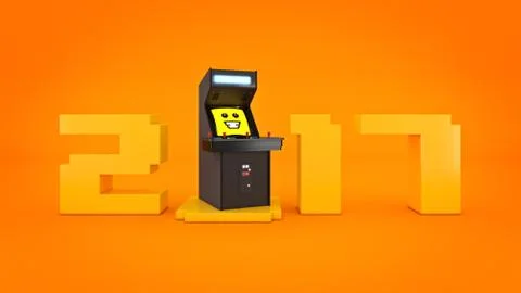 Vintage arcade game machine concept 2017 New Year . Stock Illustration