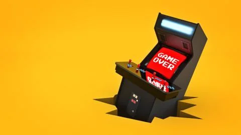 Vintage arcade game machine concept game over. Stock Illustration