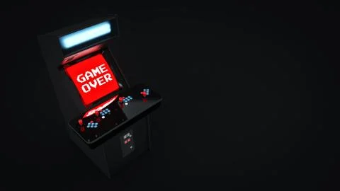 Vintage arcade game machine concept game over. Stock Illustration