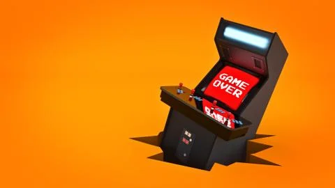 Vintage arcade game machine concept game over. Stock Illustration