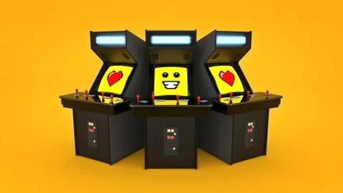 Vintage arcade game machine concept love. Stock Illustration