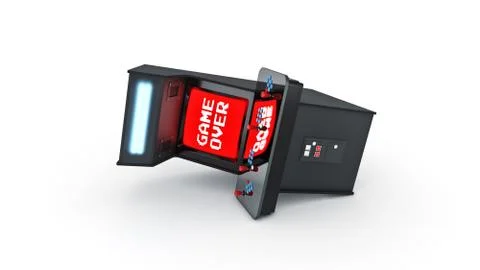 Vintage arcade game machine concept game over. Stock Illustration