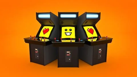 Vintage arcade game machine concept love. Stock Illustration