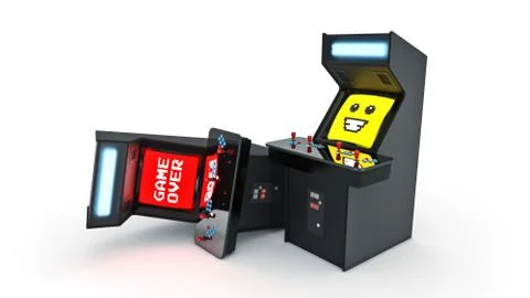 Vintage arcade game machine concept game over. Stock Illustration