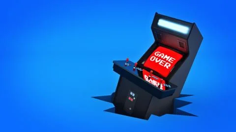 Vintage arcade game machine concept game over. Stock Illustration