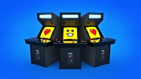 Vintage arcade game machine concept love. Stock Illustration