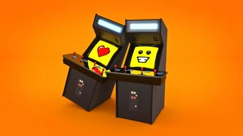 Vintage arcade game machine concept love. Stock Illustration