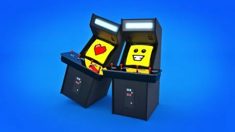 Vintage arcade game machine concept love. Stock Illustration