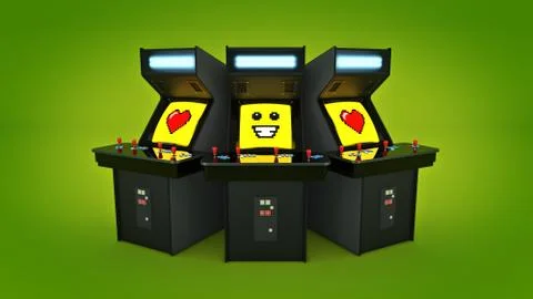 Vintage arcade game machine concept love. Stock Illustration