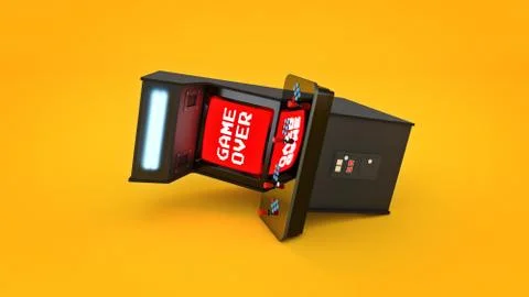 Vintage arcade game machine concept game over. Stock Illustration